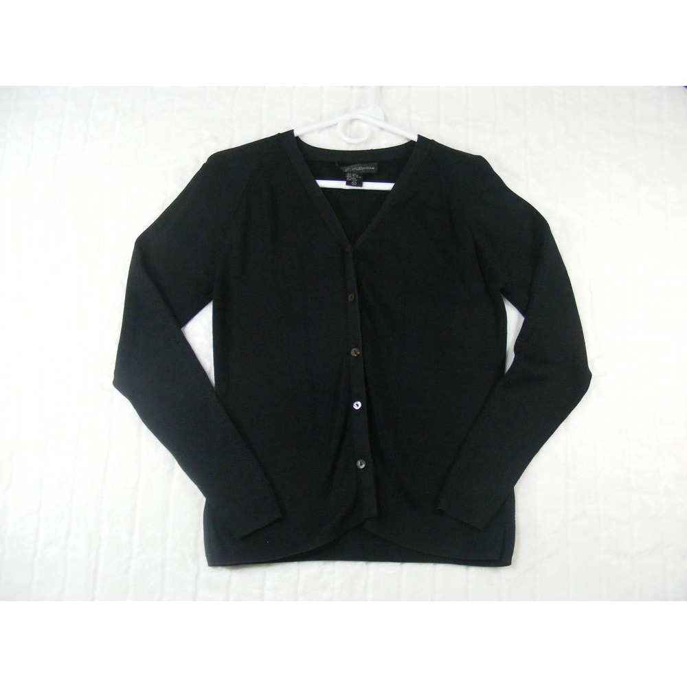 R.J. Collection Cardigan Women Large Black Excellent Silk Blend V-Neck Sweater
